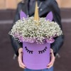 Коробка Единорог с белой гипсофилой