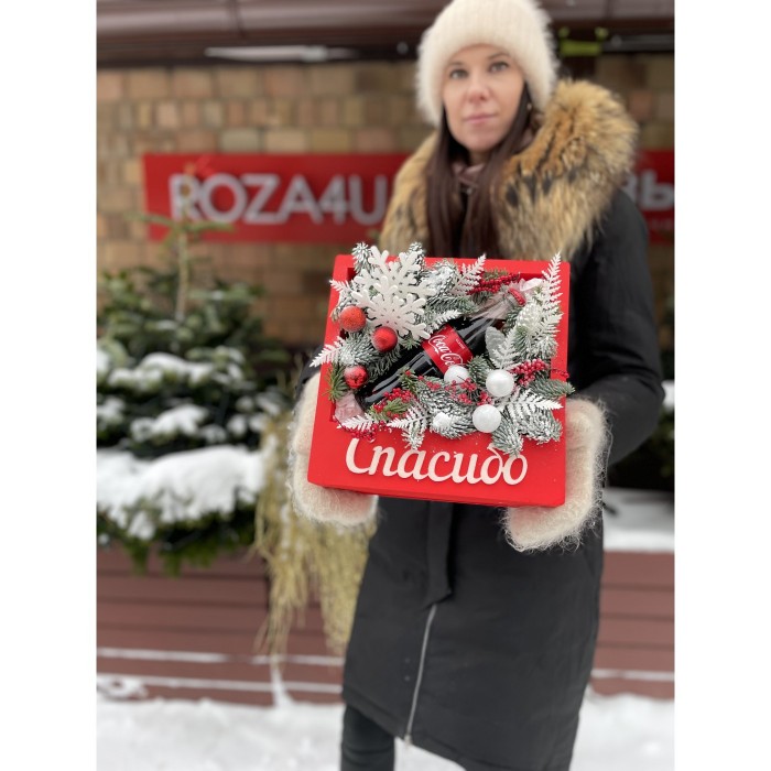 Коробка Спасибо с новогодним декором