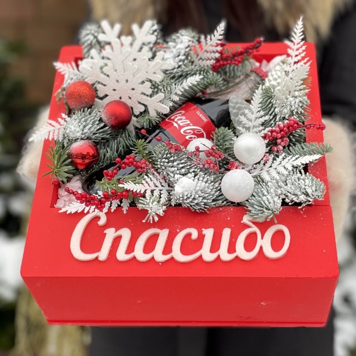 Коробка Спасибо с новогодним декором
