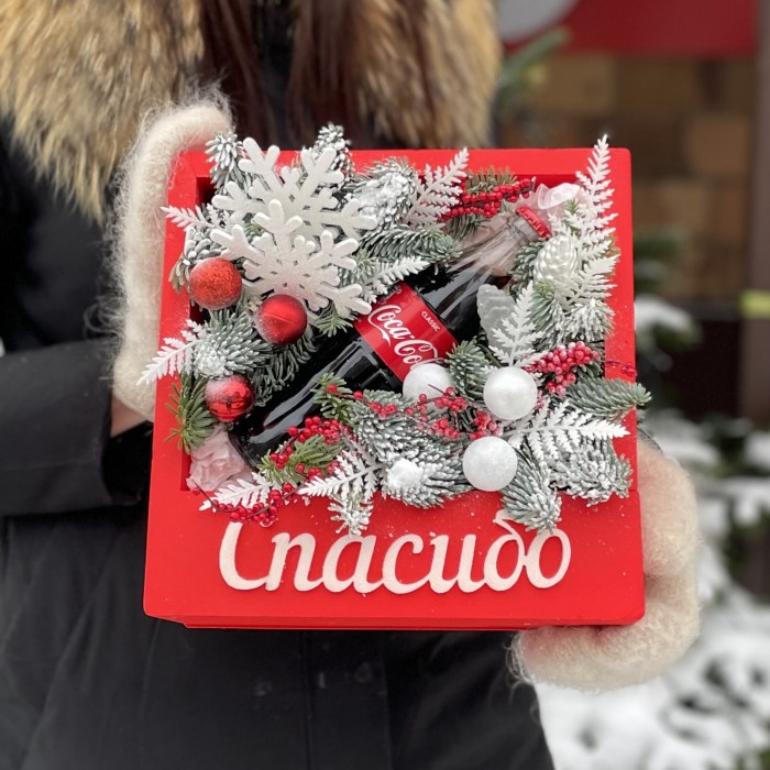 Коробка Спасибо с новогодним декором