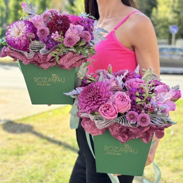 Коробка квадратная Сиреневый MIX