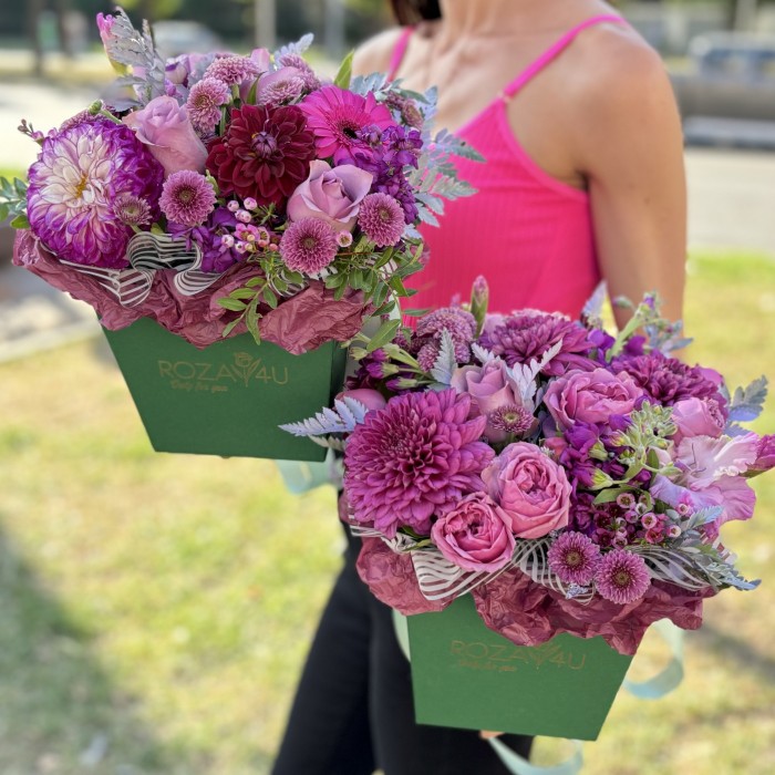 Коробка квадратная Сиреневый MIX