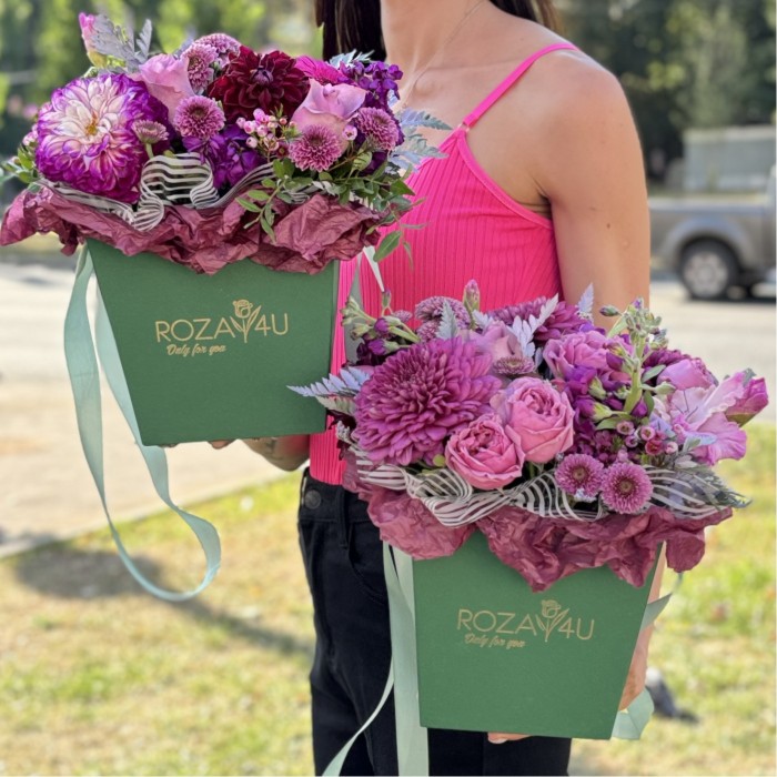 Коробка квадратная Сиреневый MIX