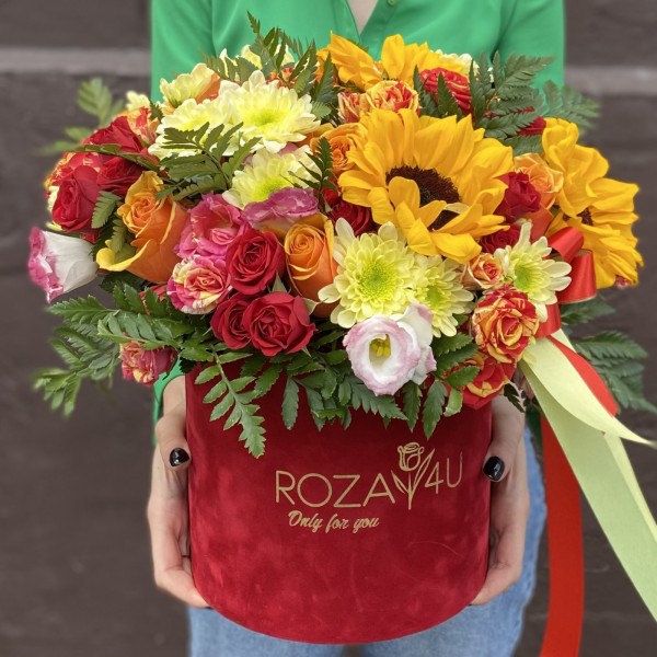 Коробка с цветами Пламя