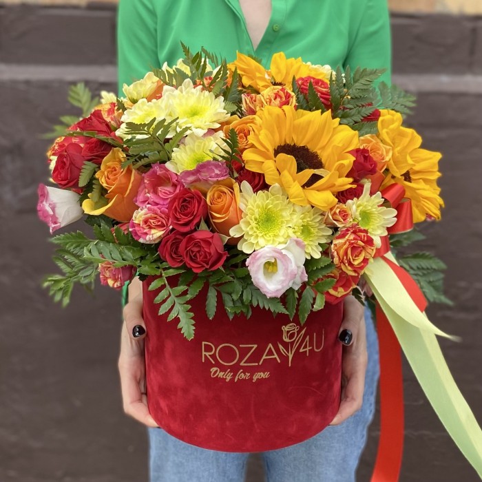 Коробка с цветами Пламя