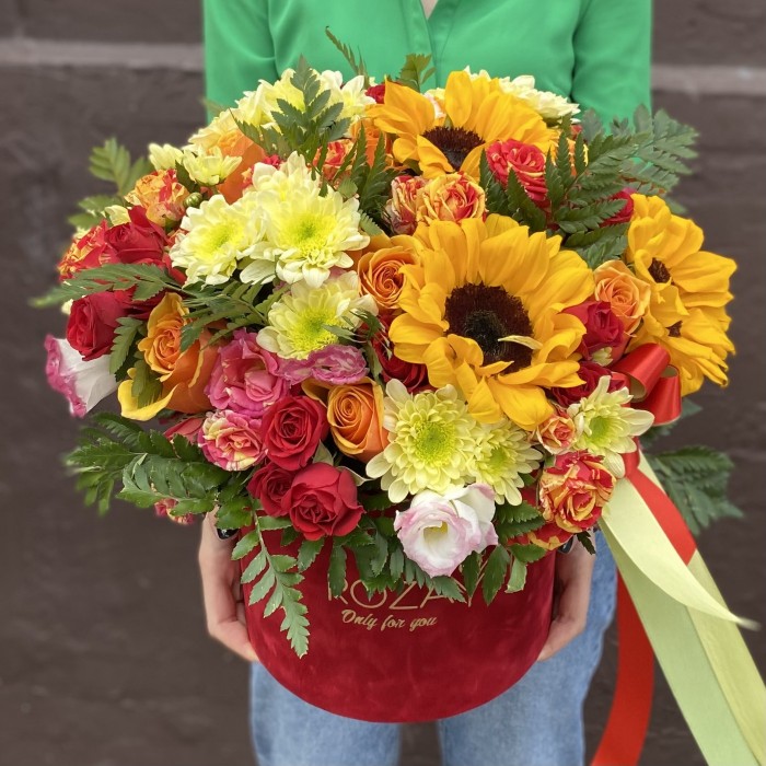 Коробка с цветами Пламя