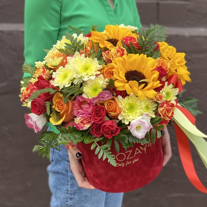 Коробка с цветами Пламя