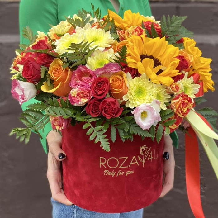 Коробка с цветами Пламя