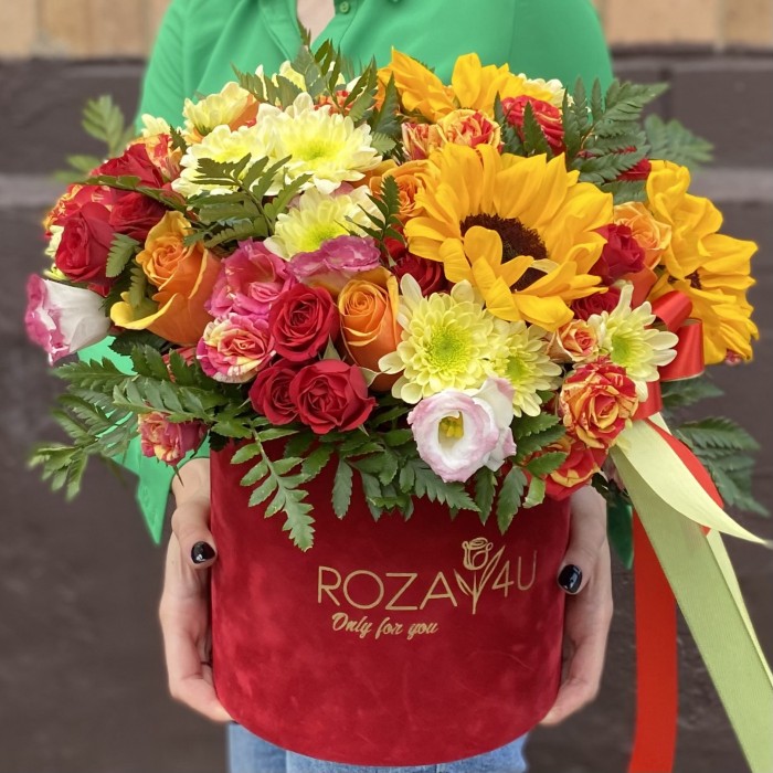 Коробка с цветами Пламя