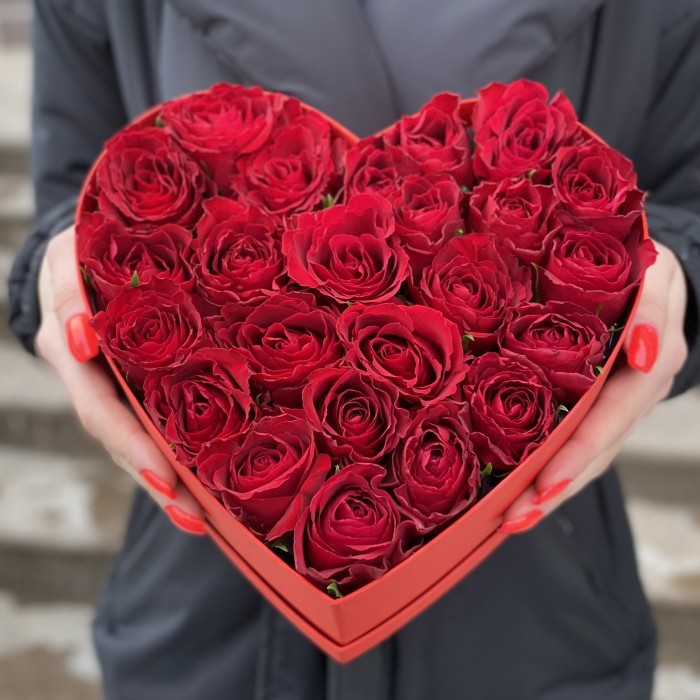 Коробка Сердце с красными розами Для Тебя
