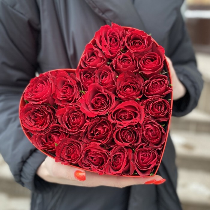 Коробка Сердце с красными розами Для Тебя