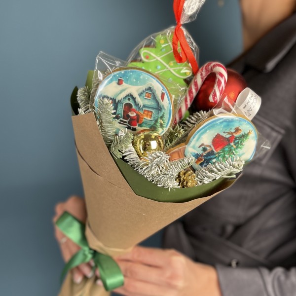 Корпоративный новогодний пряничный букет