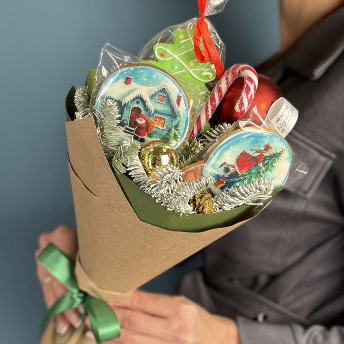 Корпоративный новогодний пряничный букет