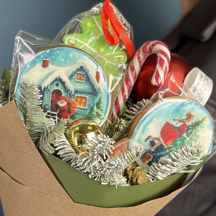 Корпоративный новогодний пряничный букет