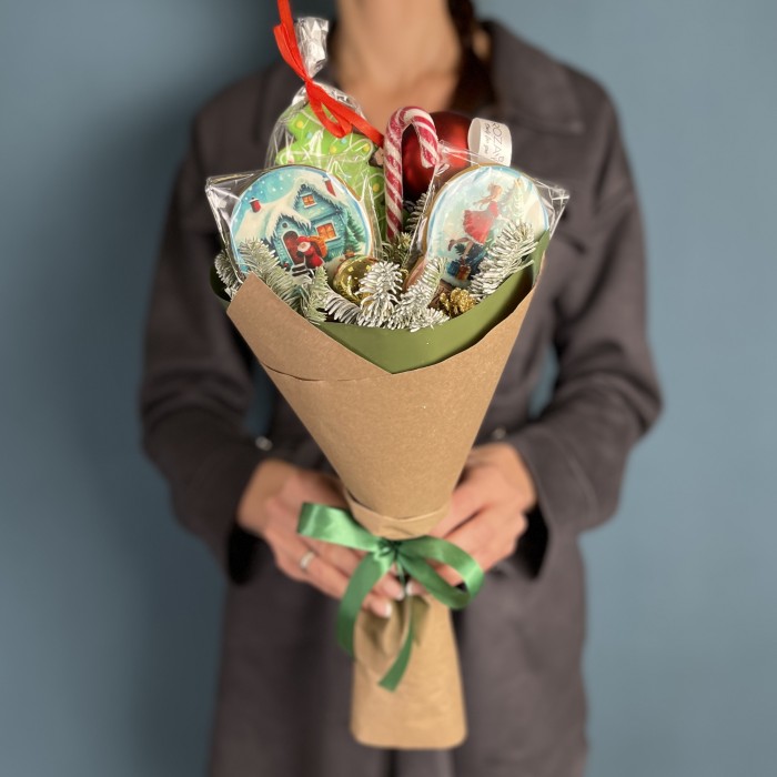 Корпоративный новогодний пряничный букет