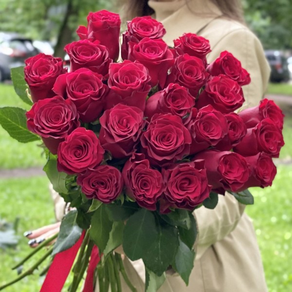 Красная большая роза Родус 50 см