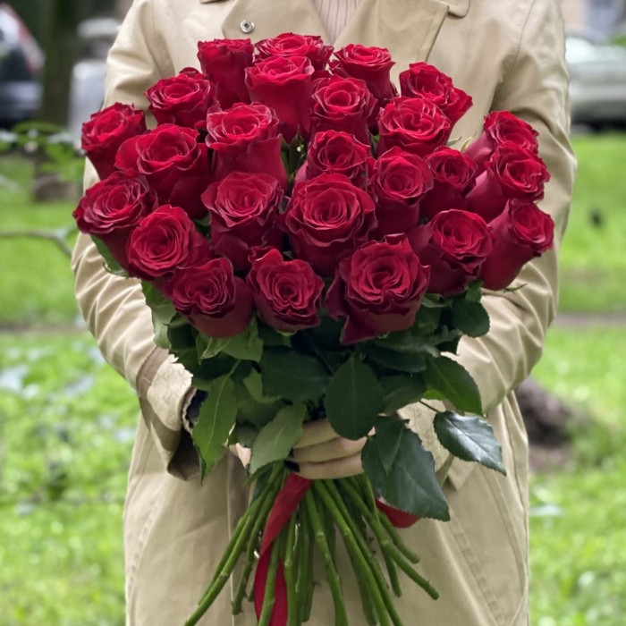 Красная большая роза Родус 50 см