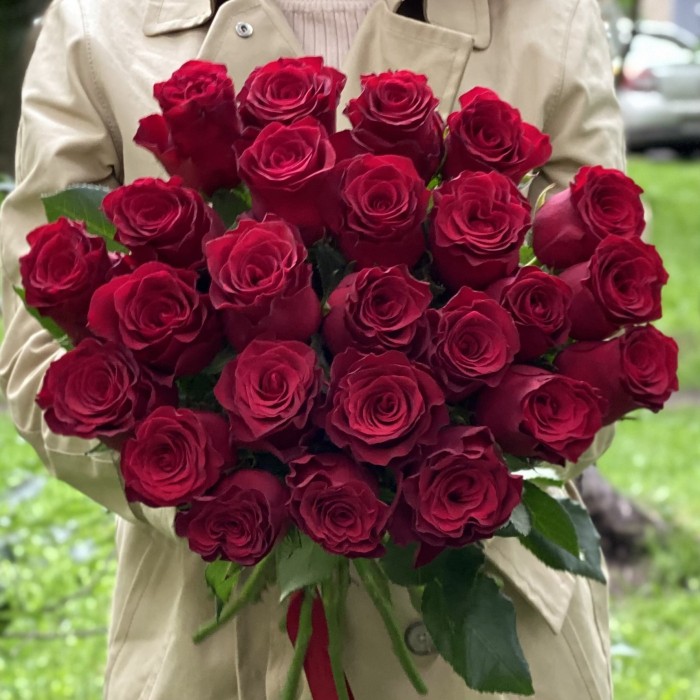 Красная большая роза Родус 50 см