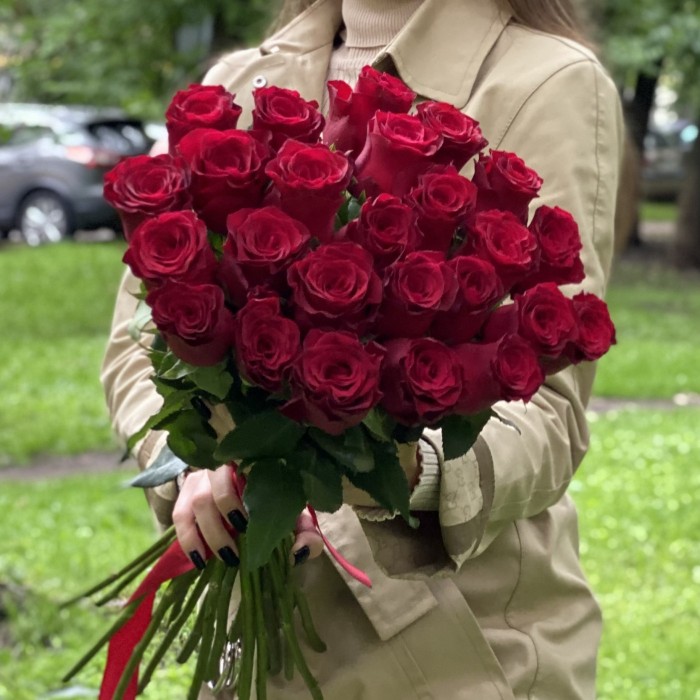 Красная большая роза Родус 50 см