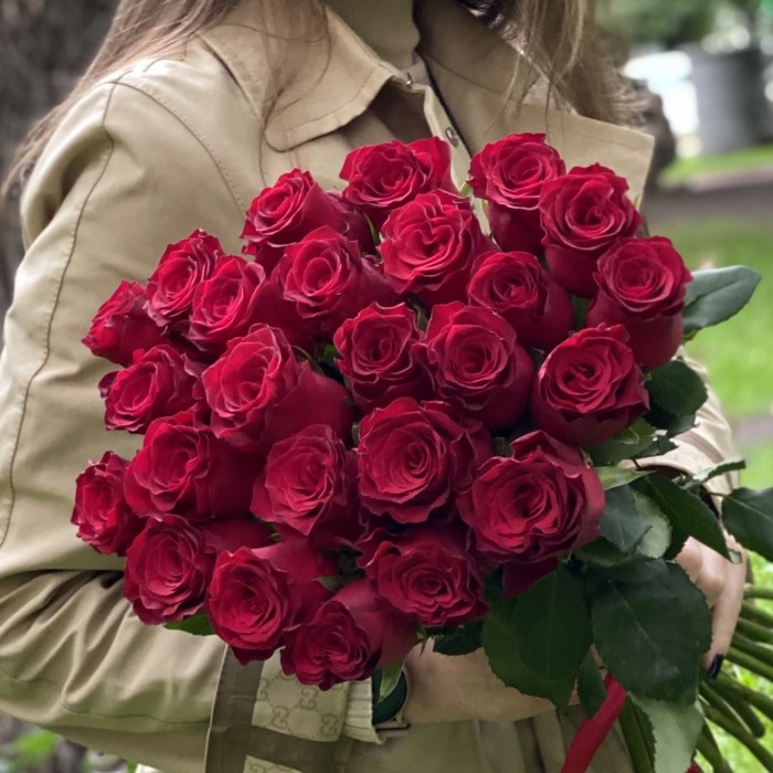 Красная большая роза Родус 50 см