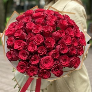51 красная большая роза Родус 50 см