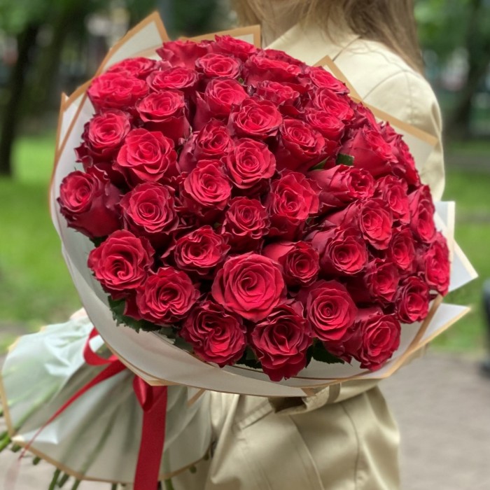 51 красная большая роза Родус 50 см