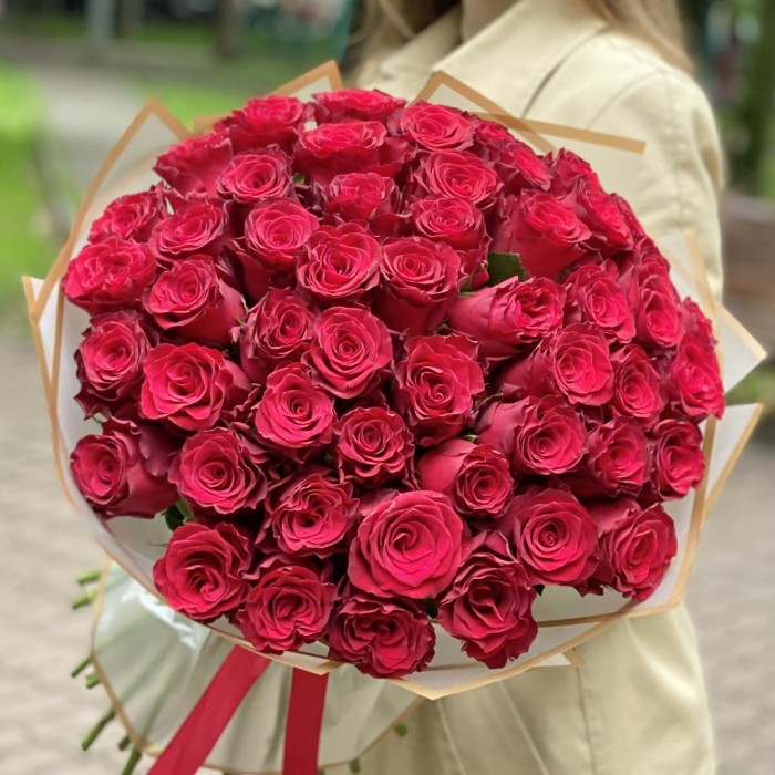 51 красная большая роза Родус 50 см