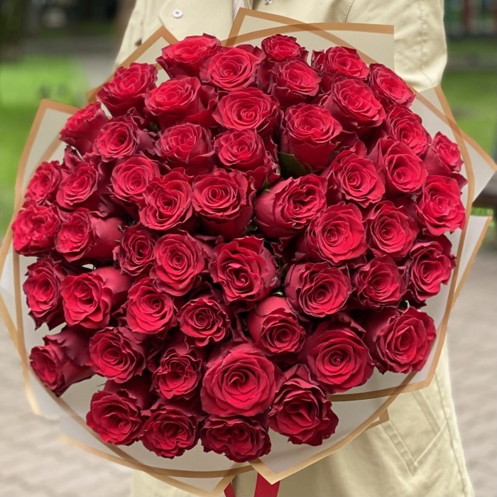 51 красная большая роза Родус 50 см