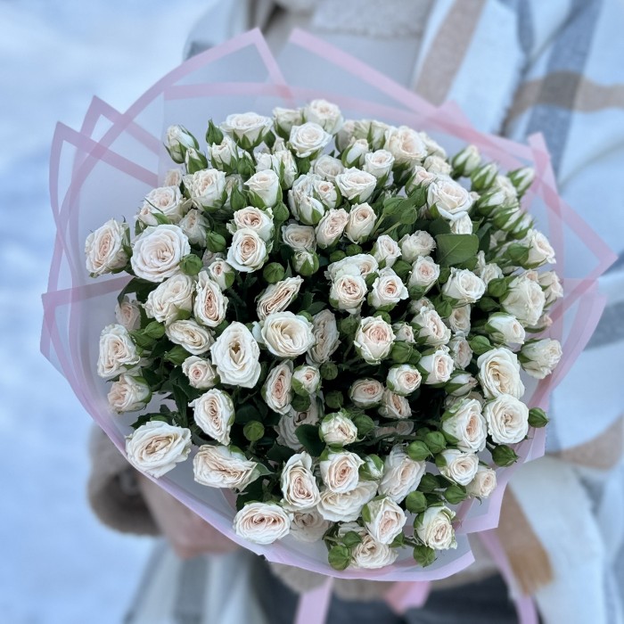 25 кустовых кремовых роз Рослин 50 см