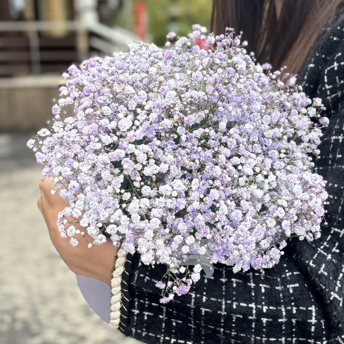 Лавандовая гипсофила в лиловой коробке