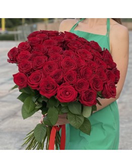 51 красная роза 60 см