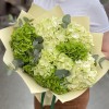 Микс из 7 зеленых гортензий с эвкалиптом