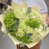 Микс из 7 зеленых гортензий с эвкалиптом