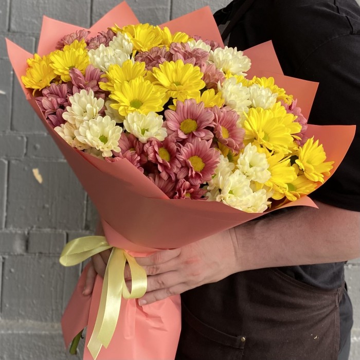 Микс из 17 кустовых хризантем