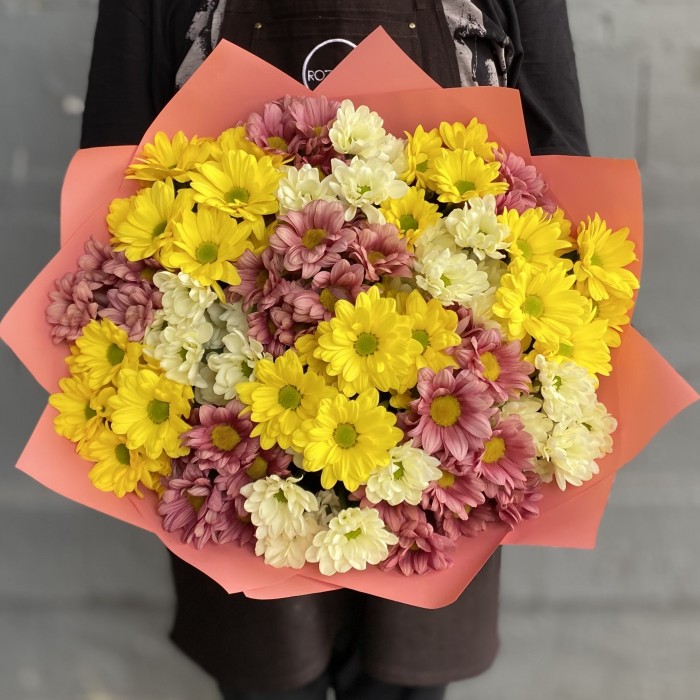 Микс из 17 кустовых хризантем