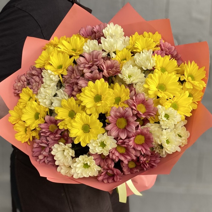 Микс из 17 кустовых хризантем