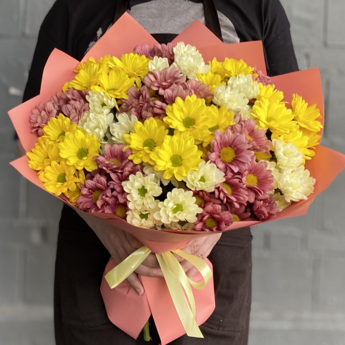Микс из 17 кустовых хризантем