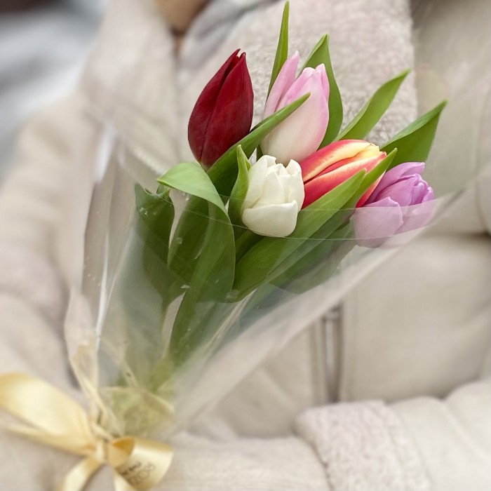 Мини букет из 5 тюльпанов