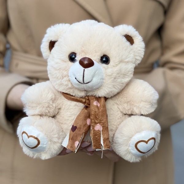 Мишка с бантом коричневый