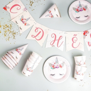 Набор бумажной посуды одноразовый Единорог