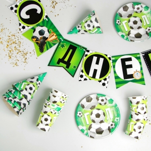 Набор бумажной посуды одноразовый С днём рождения. Мячики