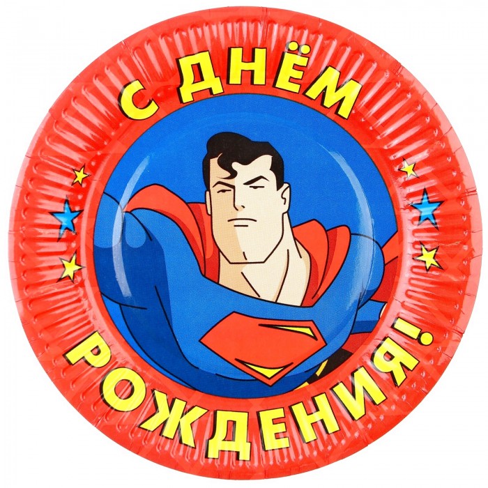 Набор одноразовой бумажной посуды С Днем Рождения Супергерои
