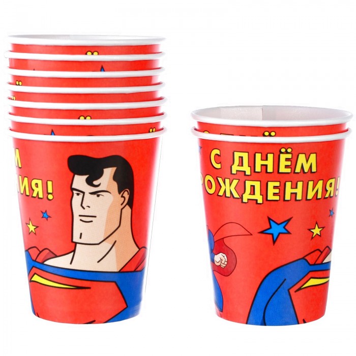 Набор одноразовой бумажной посуды С Днем Рождения Супергерои