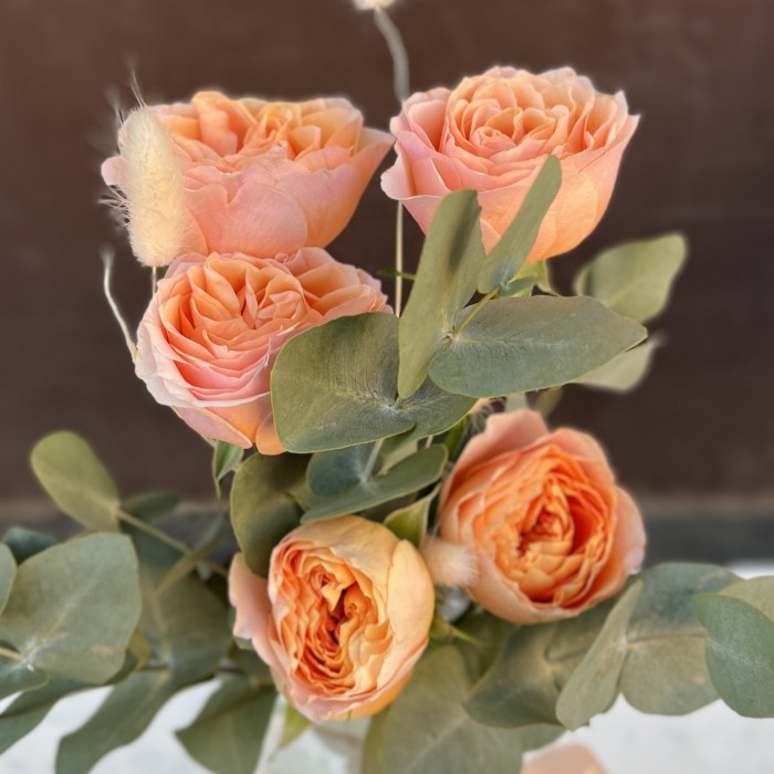 Настольная композиция в квадратной вазе Коралловый Риф