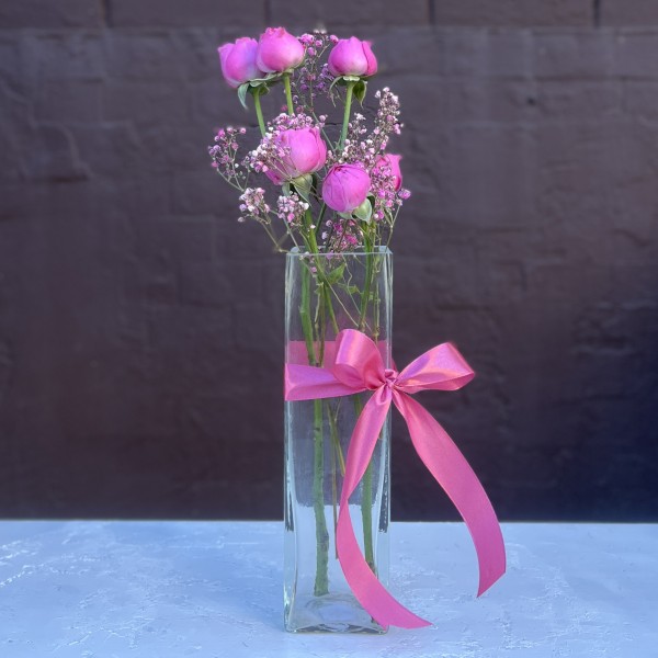 Настольная композиция в квадратной вазе Мисти Баблс