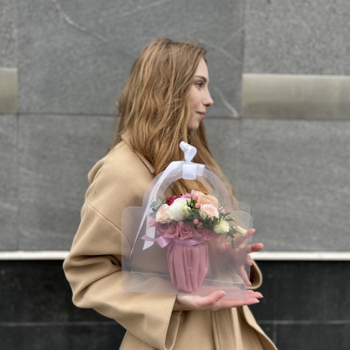 Нежная сумочка mix с мишкой