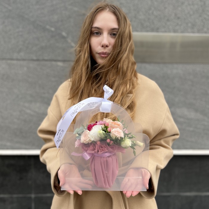 Нежная сумочка mix с мишкой