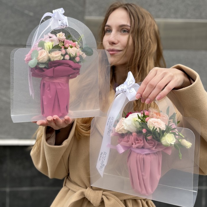 Нежная сумочка mix с мишкой