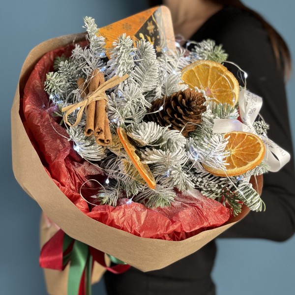 Новогодний букет С печенькой предсказаний