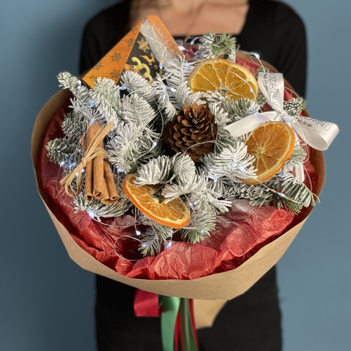 Новогодний букет С печенькой предсказаний